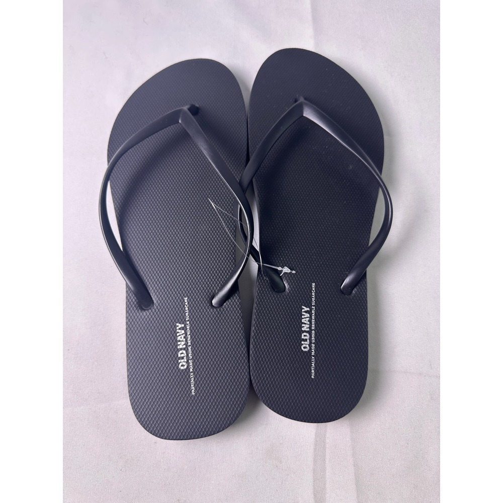 Old Navy Black Sugarcane Blend Flip Flop Sandals Plant Based Eco Friendly Sz 11